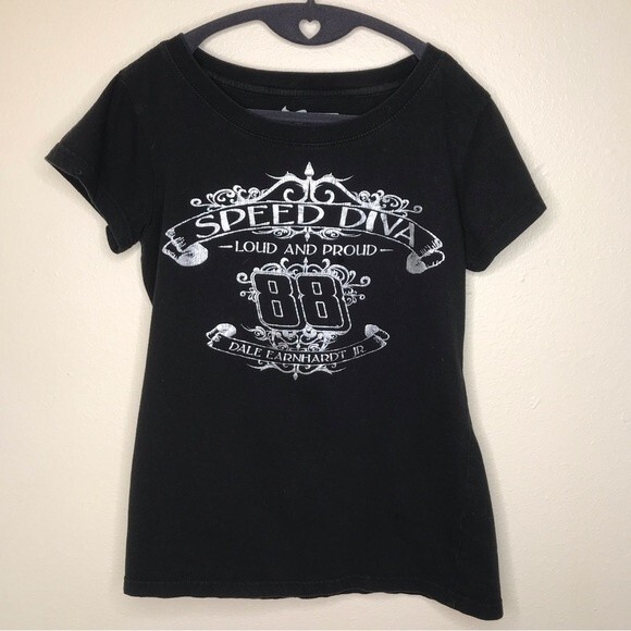 Chase Authentics Speed Diva Dale Earnhardt Jr 88 Black T Shirt Women Medium - Picture 10 of 11